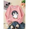 European sizes Crewneck Sweatshirt for Kids Featuring an Adorable Dancing Penguin with Headphones.Perfect for Sports And Casual Outings