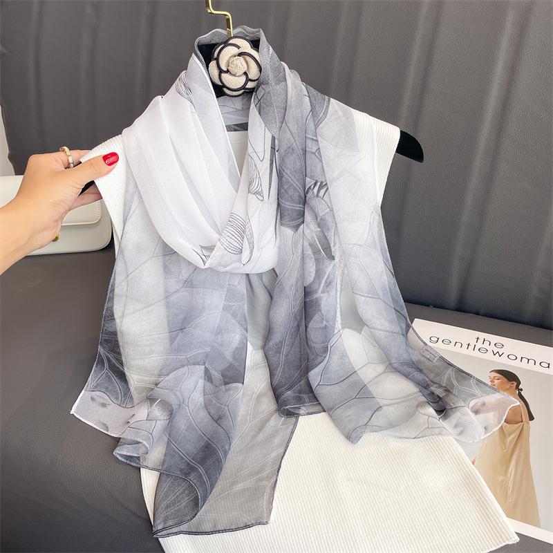 

Роскошный бренд женский пляжный шарф жоржет шелковые шали дизайн принт повязка на голову женская летняя повязка на голову солнцезащитный хиджаб