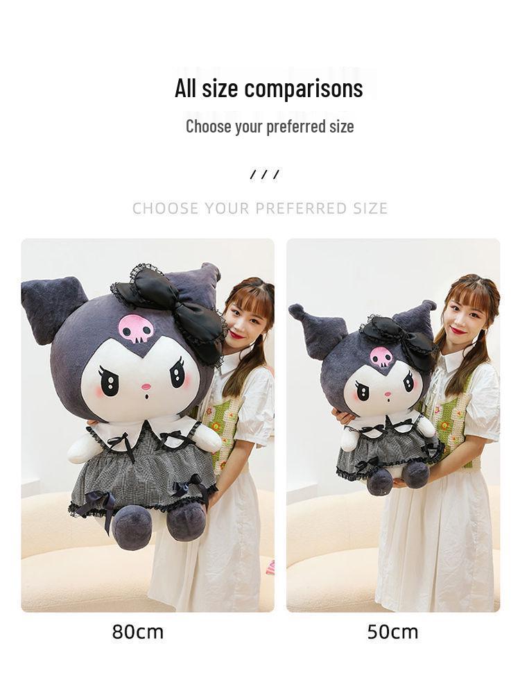 Customized My Melody Bowknot Dress Pillow & Dark Kuromi Plush Doll - Girl's Birthday Gift