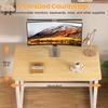 40 Inch Computer Desk, Wood Modern Simple Style Gaming Desk for Home Office, Student Study Writing Table with Metal