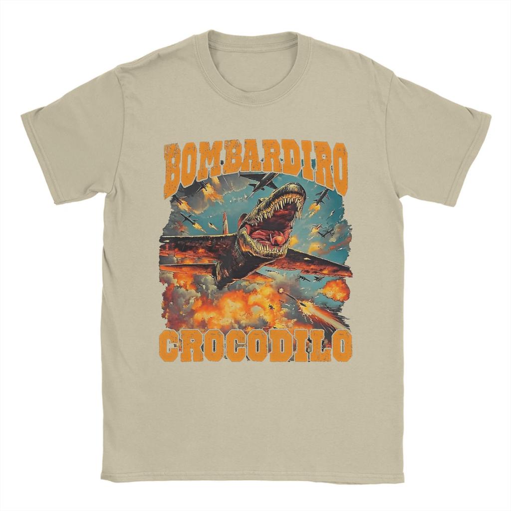 Pánské Dámské Potištěné Bombardiro Crocodilo Vtipné Brainrot Tričko Tričko Čistá Bavlna Trička Oblečení