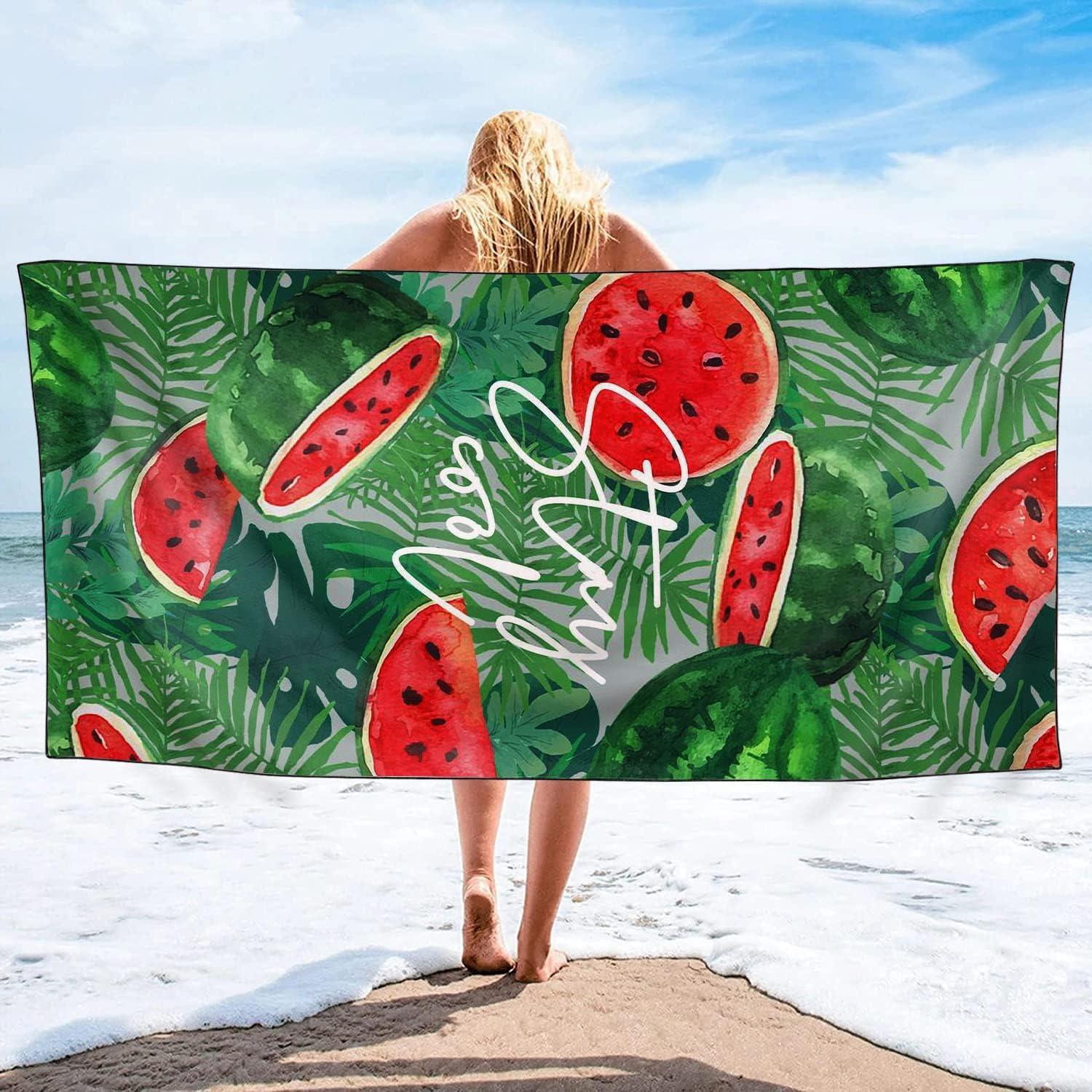 

Watermelon pattern Beach Towel for Family stuffs friend Gift Quick-Dry Sand free For Bath Yoga Beach Camping Swimming GYM Travel W40*H60(CM)