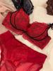 Sexy Lace Underwear Women's Small Breasts Gather and Show Large Breasts, Anti-sagging Pure Desire Wind French No Steel Ring Bra