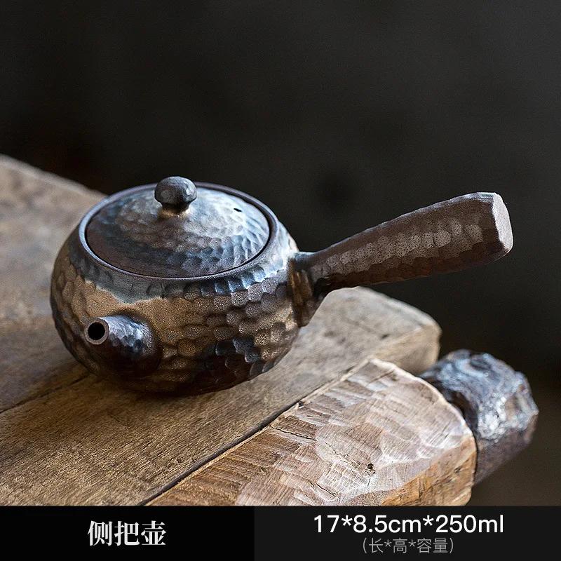 

Чайник из керамогранита ручной работы, обожженный в печи, держатель для чайника, одиночный чайник, чайник с боковой ручкой, чайник для чая, чайник, чайник для чая, китайский чай, керамический чайник