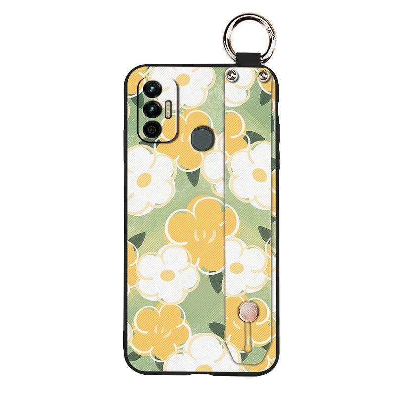 Lanyard Wristband Phone Case For Tecno Spark 7/Spark7T Anti-dust Wrist Strap Protective Ring Silicone Fashion Design
