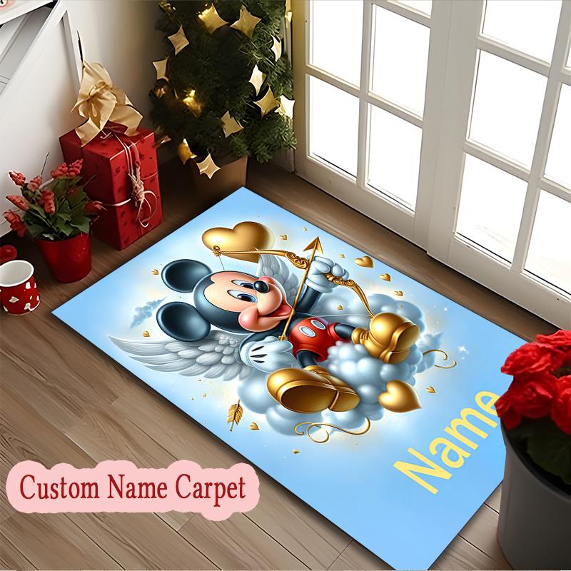 1pc Customize Name Chair Rug for Home Office Use, Colorful Mickey Mouse Storytime Area Carpet Appropriate for All Seasons