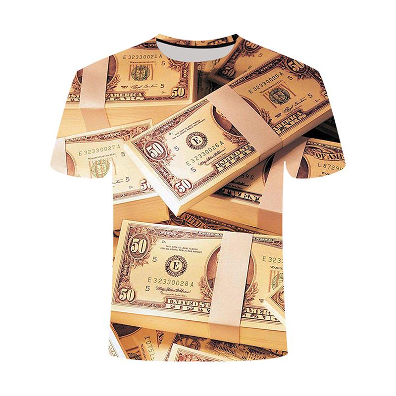 US Dollar 3D Print T-shirt For Men Money Cash Graphic T Shirts Dollar Bill Party Round Neck Tops Cosplay Street Tee Shirts