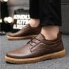 Fashion Men Sneakers Brown Leather Business Casual Shoes Low-top Lace-up Soft-soled Driving Shoes Summer Thick-soled Vulcanized Men Shoe