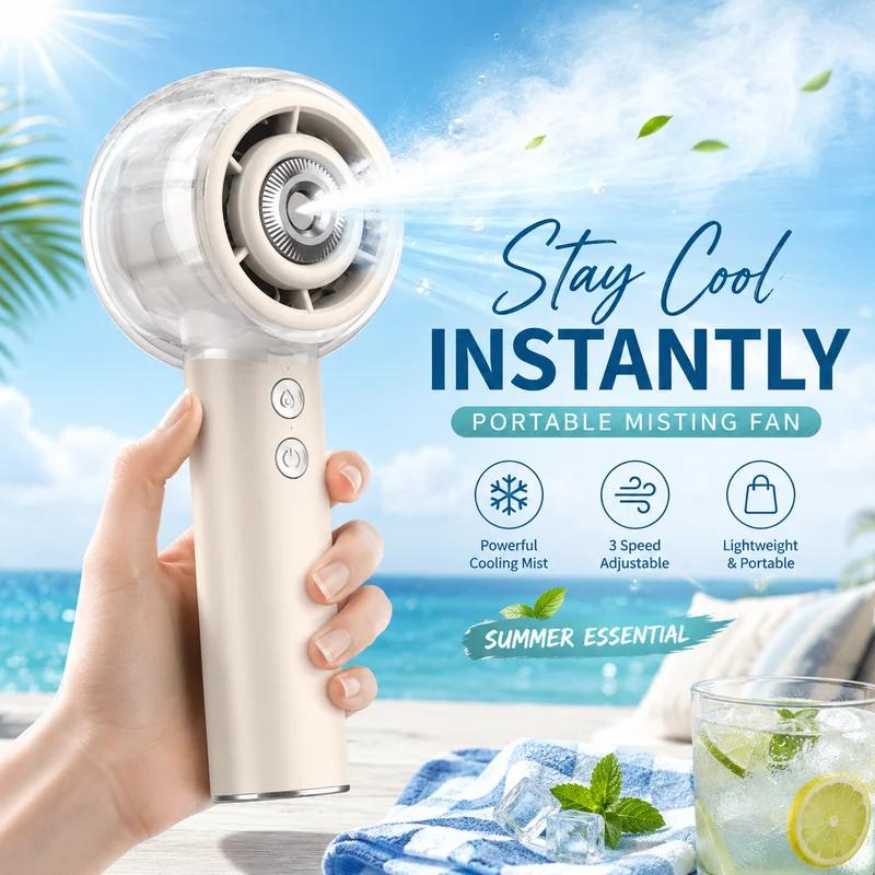 New Generation Mini Spray Cooling Fan 6000mAh Powerful Wind For Outdoor Beach