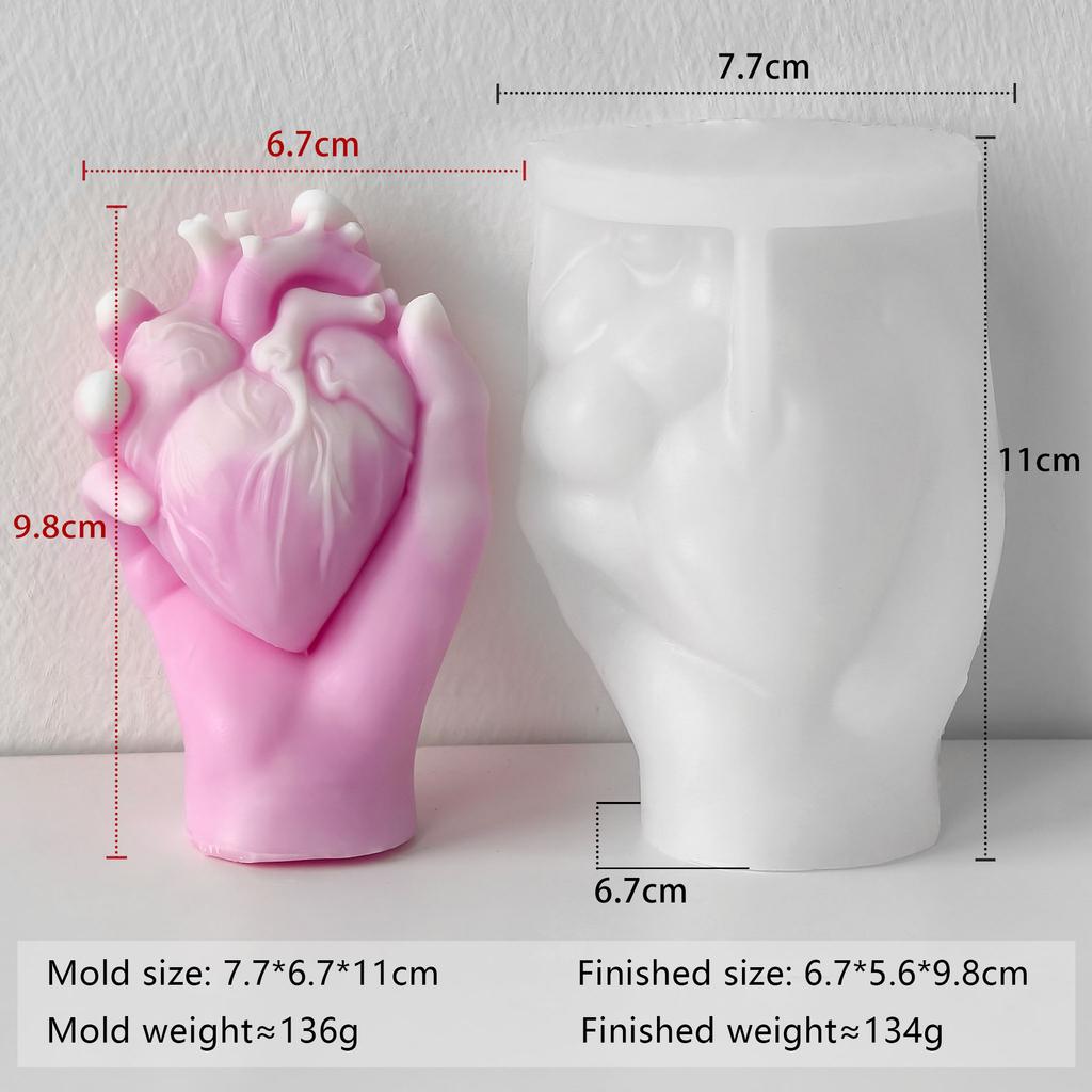 Heart Candle Mold Hand Holding Heart Silicone Mold DIY Aromatherapy Plaster Craft Home Decor Gift
