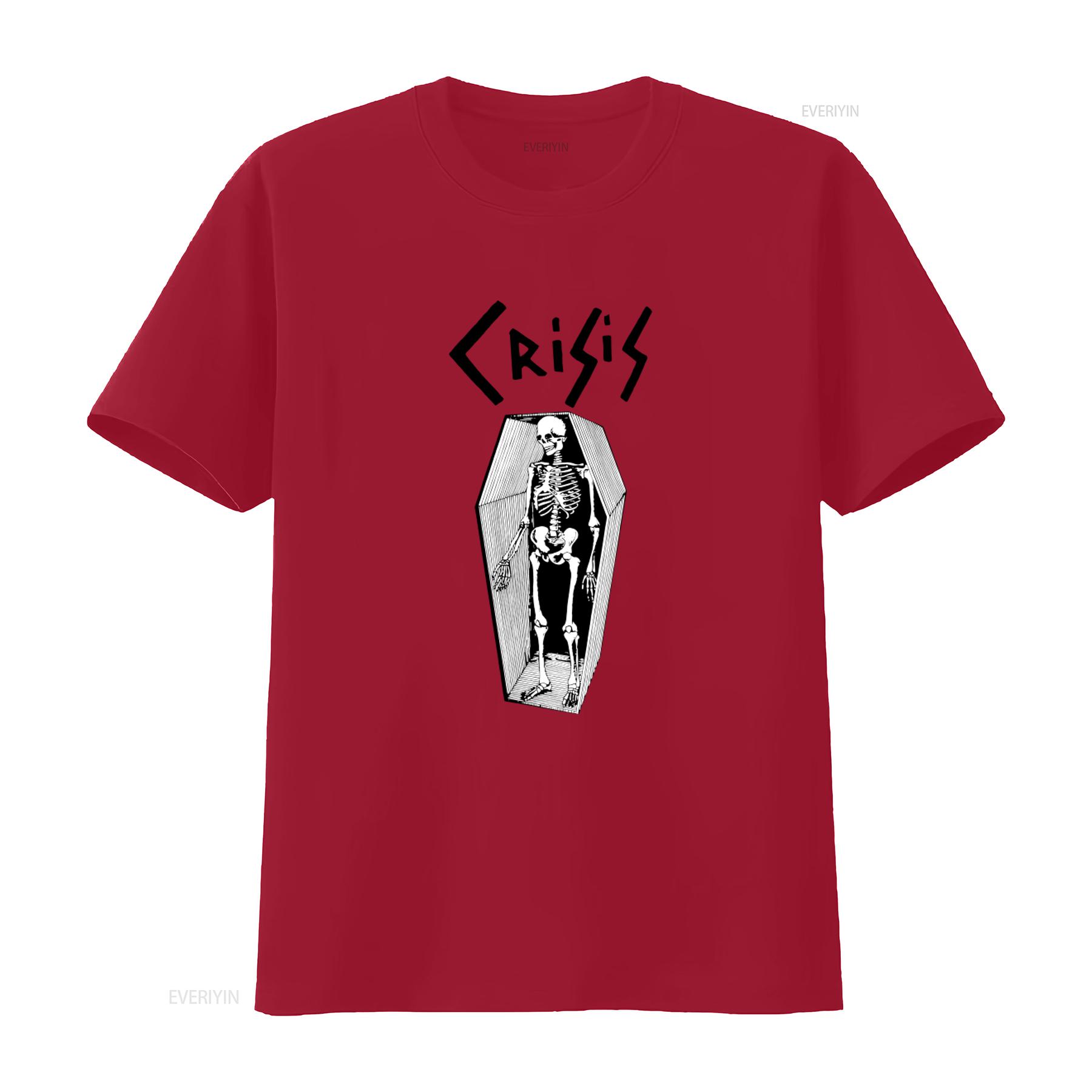 Crisis Punk Rock T shirt No Town Hall Design with Skeleton in Coffin Ideal for Oi Blitz Death Joy Crass Amebix KBD Fans Stylish S
