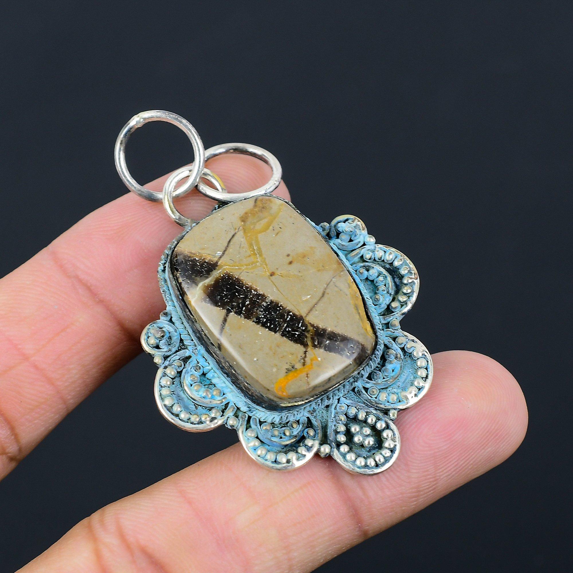 

Daughters Day Deal Septarian Gemstone Elegant Wedding Pendant Sterling Silver