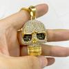 Fashion New Skull Men Pendant Necklace Classic Hip Hop Full Rhinestone Stainless Steel Necklace for Men Party Jewelry Gift