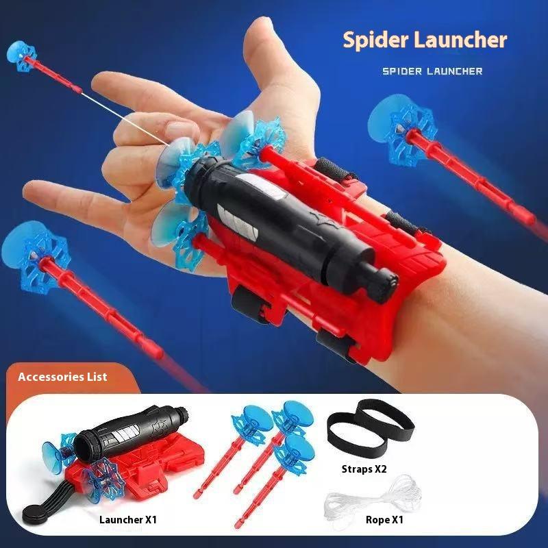 Spider Man Launcher Toy Wearing Wrist Suction Cup Launcher Soft Bullet Black Technology Silk Spinning Children'S Anime Toy