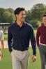 KEFITEVD Solid Color Polo Long Polo Plus Dark Size L Men's Shirt, Business, Golf, Sleeve, Collared, Moisture-Wicking, Quick-Drying, Tennis,
