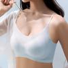 Sujetador acolchado de seda de hielo ultrafino, ropa interior sin costuras, sección delgada para mujer, tirantes hermosos, chalecos en la espalda, sujetador para dormir pequeño con pecho grande