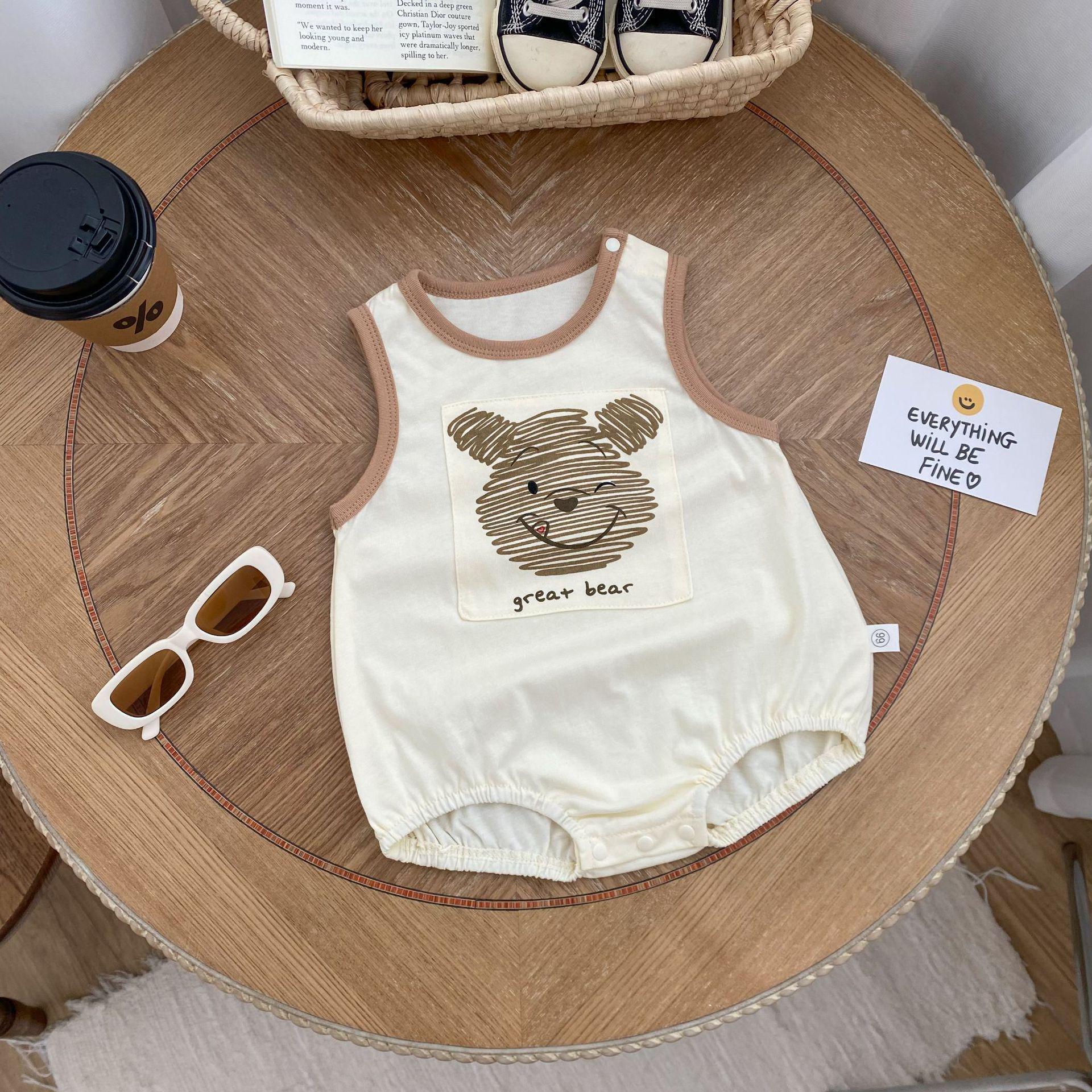 Unisex Baby Summer Sleeveless Cartoon Rompers - Cute Triangle Jumpsuits 90 CM