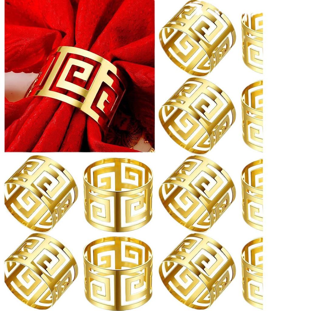 Minimalist Gold Hollow Napkin Ring for Wedding Banquet Decor