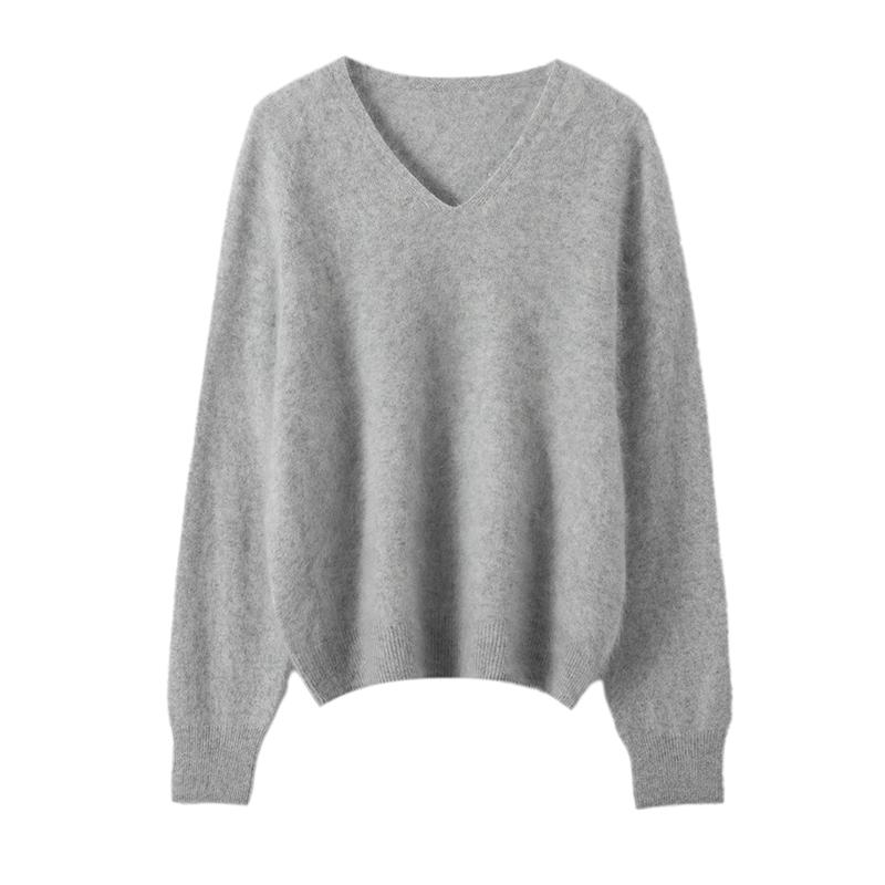 Women Sweater 100% Wool TIDENOVEL V-neck Knit Pullover Thick Winter Jumpers Female Knit Tops Long Wool