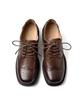 ZUYEE Women's Lace-Up Shoes, Square Toe, Chunky Heel, Wingtip, Genuine Leather Oxford Shoes, Coffee, Size 23.5cm