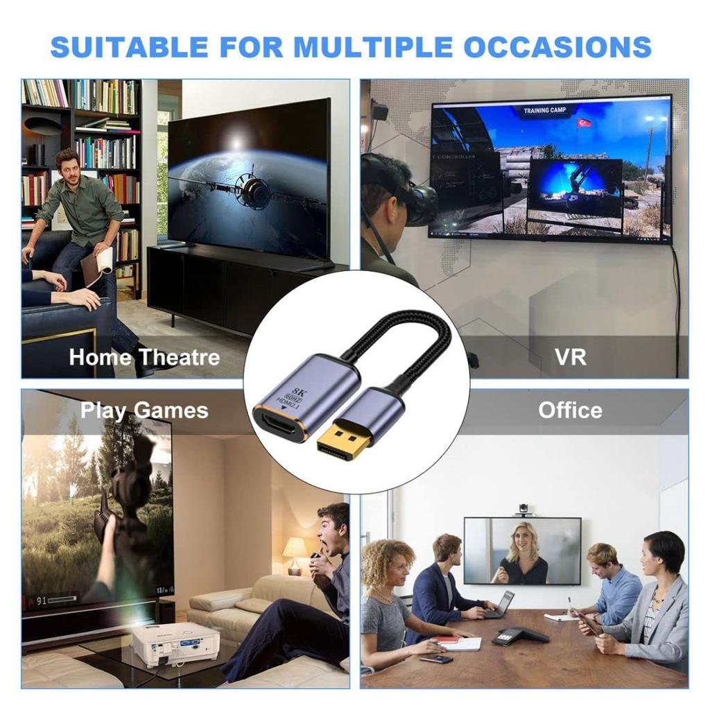 Chenyang DisplayPort to HDMI Adapter, DP DisplayPort 1.4 Source Male to HDMI 2.0 Female Display 8K 60hz UHD 4K Monitor Adapter Cable