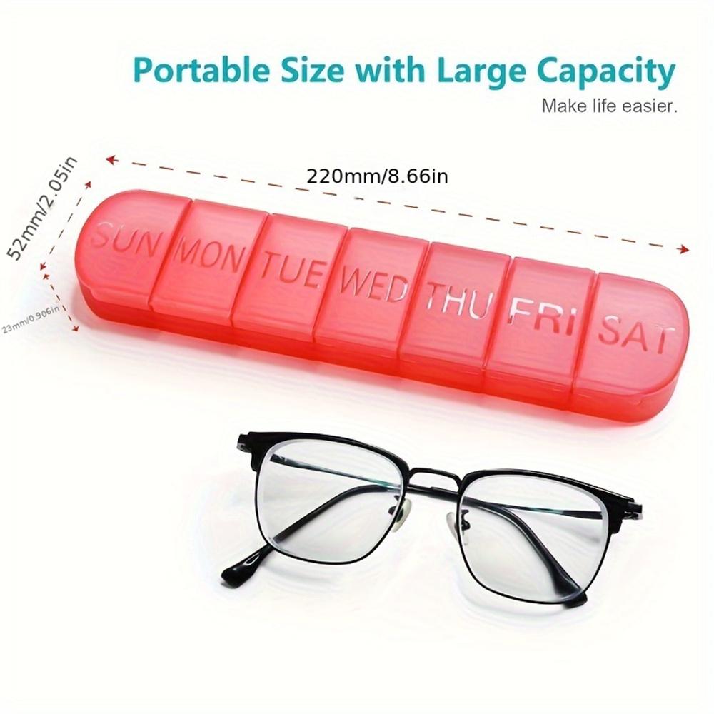 Portable Weekly Pill Box 7-Day Medication Dispenser Large Capacity Vitamin Box Individually Storage Sealed Long Pill Organizer