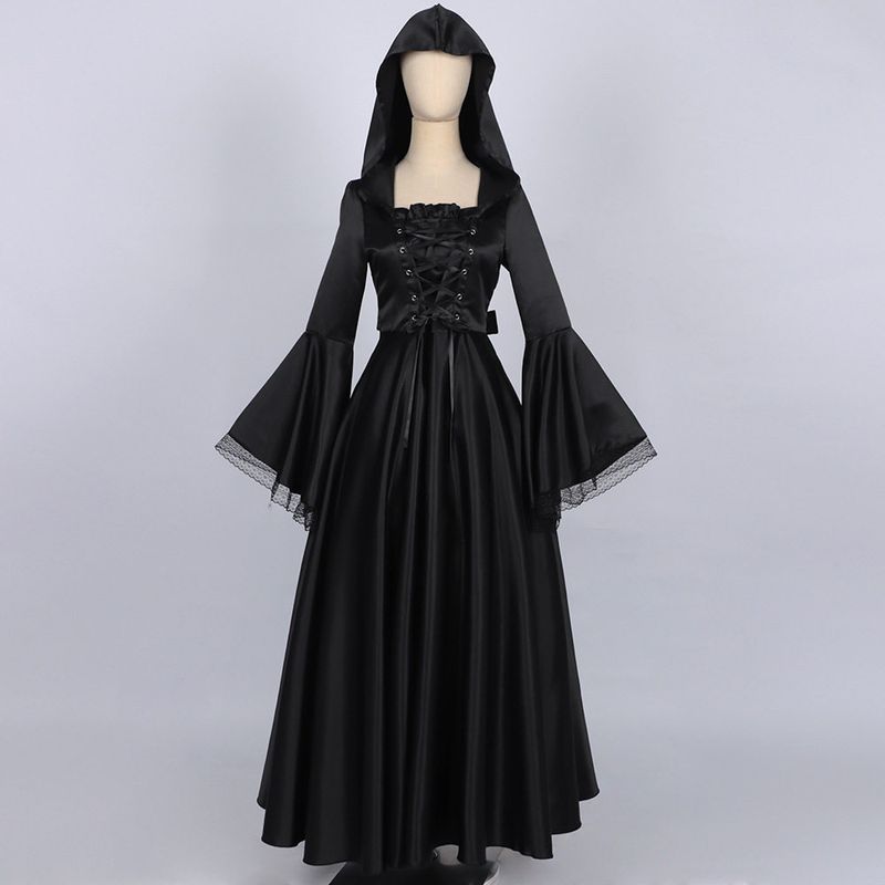 European and American Plus-Size Gothic Long Dress for Women, Renaissance Cosplay Costume, Halloween Ball Cosplay Performance Outfit.