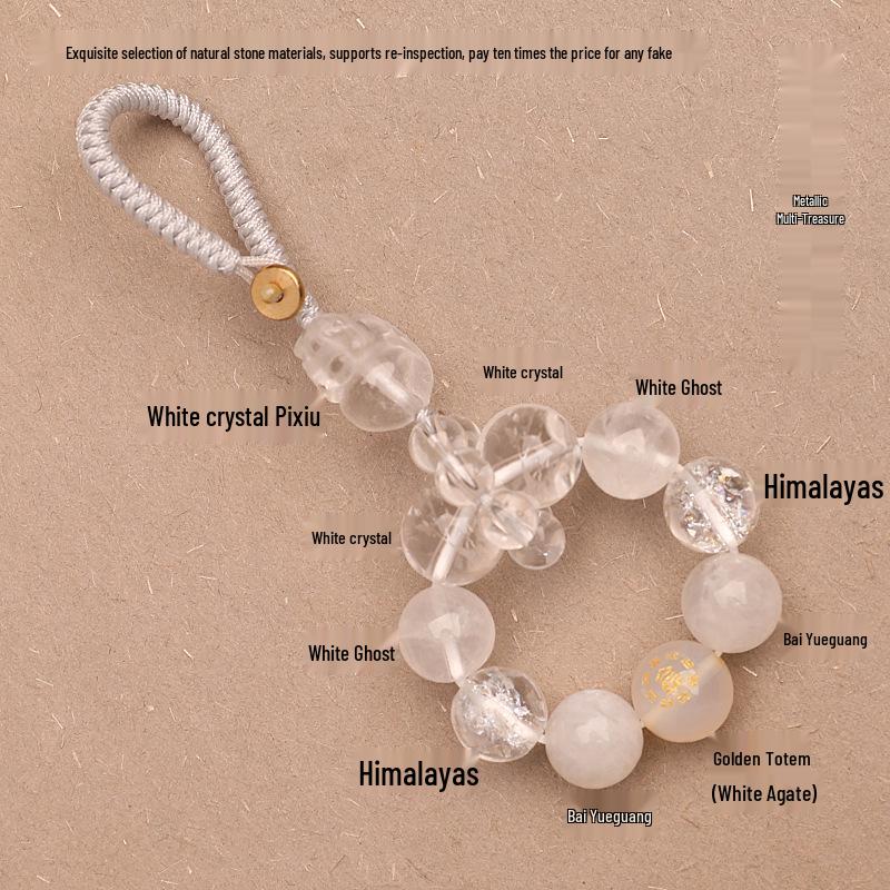 Zhenqiao Five Elements Pixiu Keychain: Wood, Fire, Earth, Metal, Water Crystal Pendant.