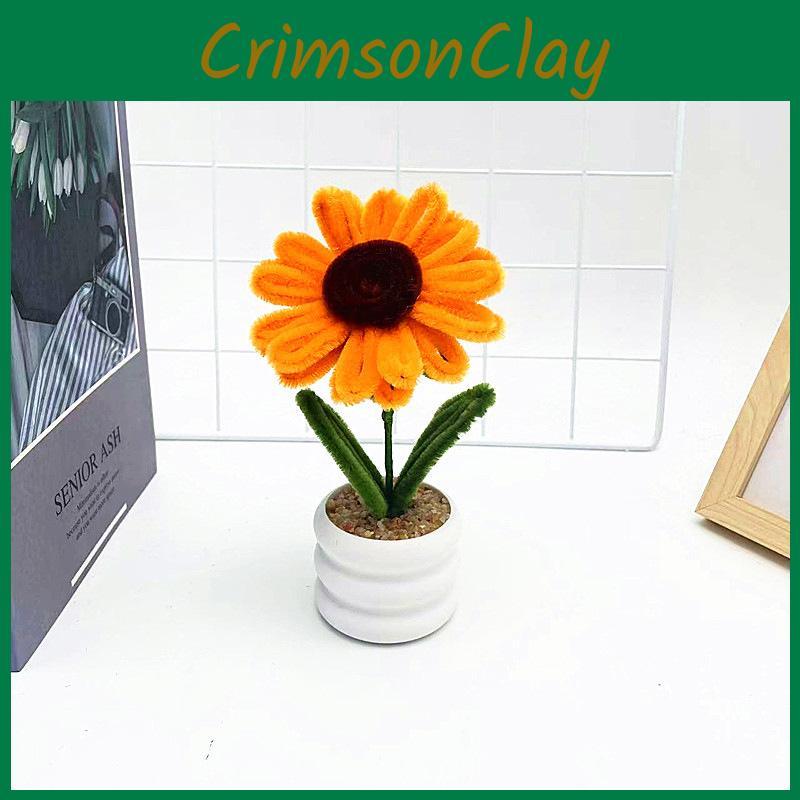 Twisted Rod Plush Sunflower Potted Desktop And Office Ornament Decoration