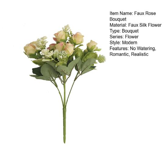 Bouquet di rose finte Forniture per la casa realistiche con stelo 15 teste Decorazioni per il soggiorno Fiore di simulazione Attraente fai-da-te