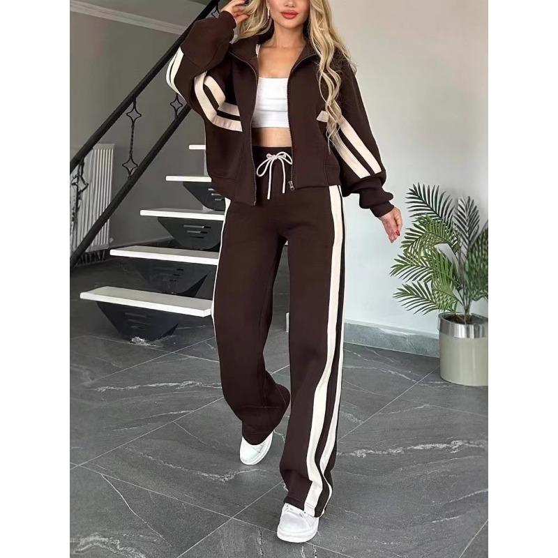 Spring and Autumn Casual Fashion Color Matching Sports Suit Women's Clothing