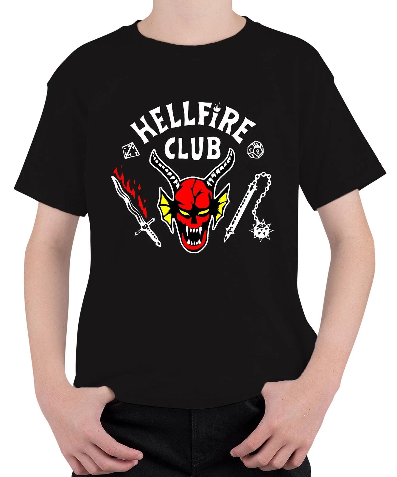 HELLFIRE CLUB Dämon Schädel Hörner D20 Flammenschwert Rollenspiel Unisex Kinder XL