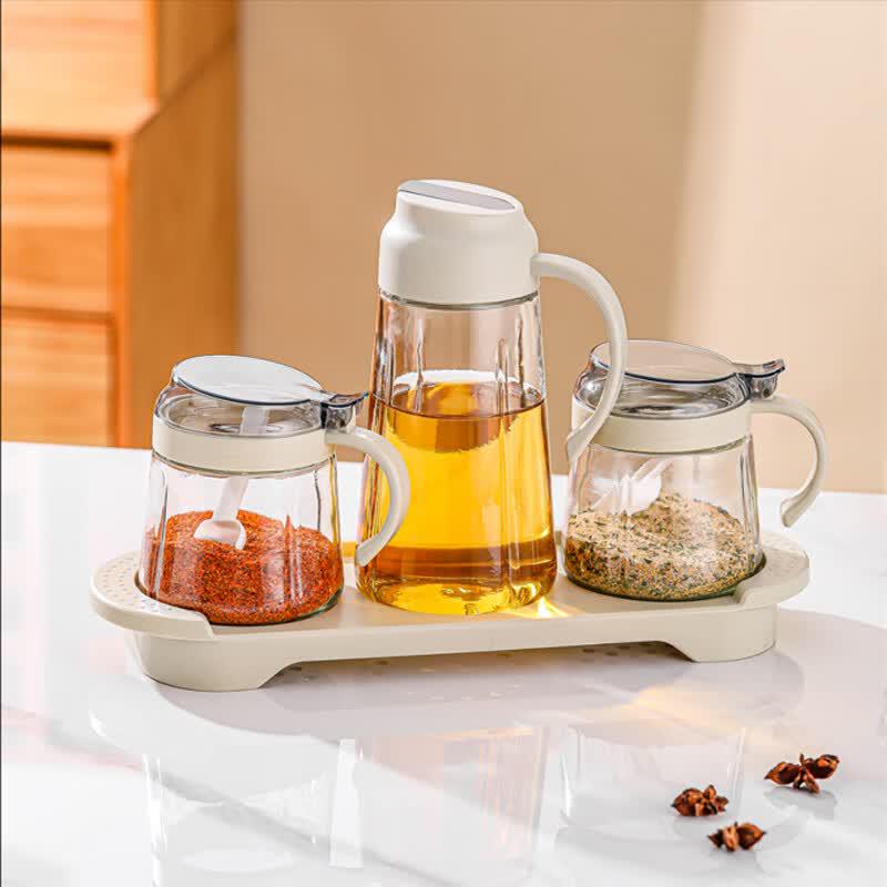 LOVWISH Glass Condiment & Oil Dispenser Set - 4 Piece
