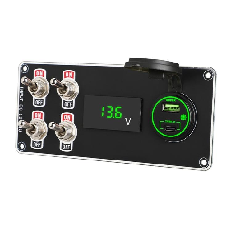 Boat Custom Phone Charging Panel 4 Metal Toggle Switches Waterproof Construction Quick Charge Rocker Switches
