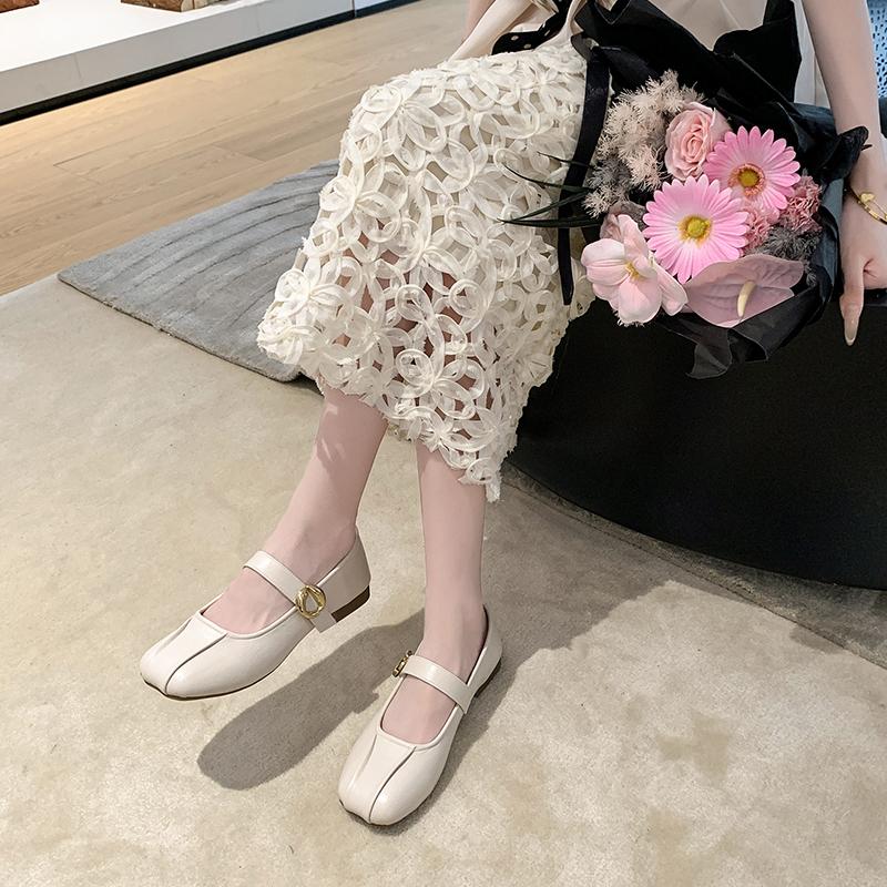 Fashion Shallow French Single Shoes 2025 New Women's Versatile Square Toe Soft Sole Fashion One Word Mary Jane Shoes