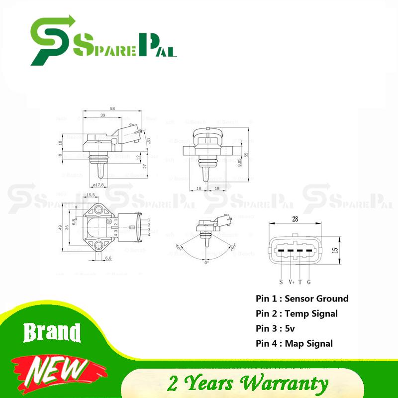 For DAF CF65 CF75 CF85 LF45 LF55 XF95 XF105 4Bar 4 Bar Intake Manifold Boost Pressure Sensor Map  0281002316 1698686 1398468