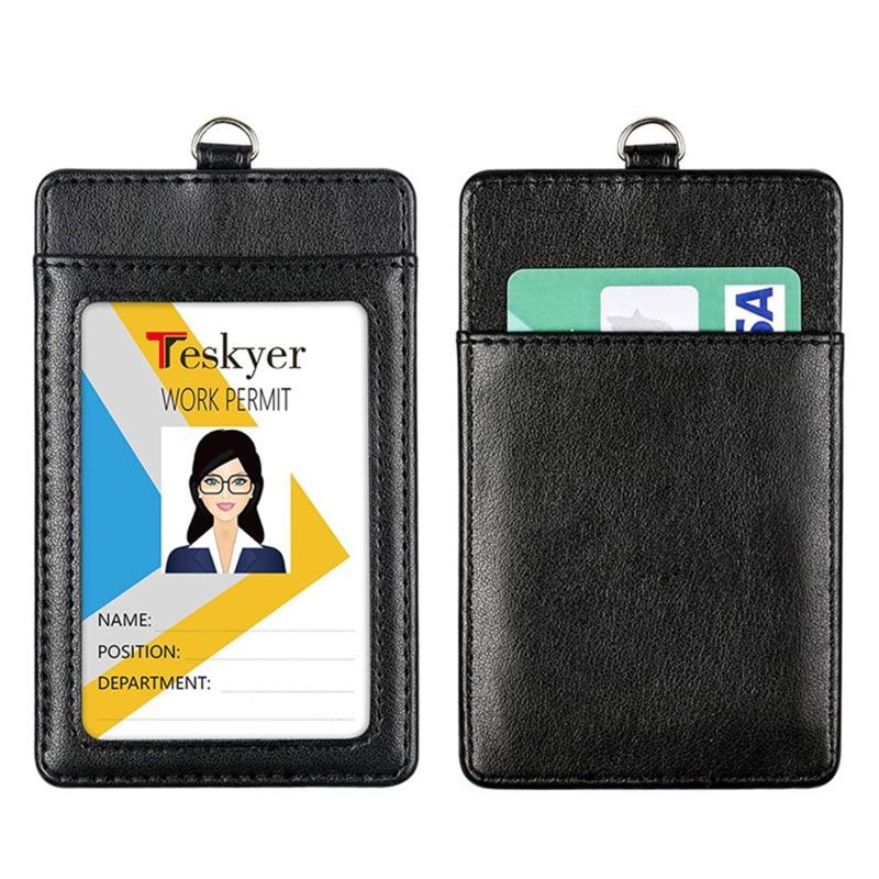 Black Retractable Pull Badge Reel Protection Cover ABS Plastic Scalable Student Nurse Exhibition PU Business Card Badge Holder