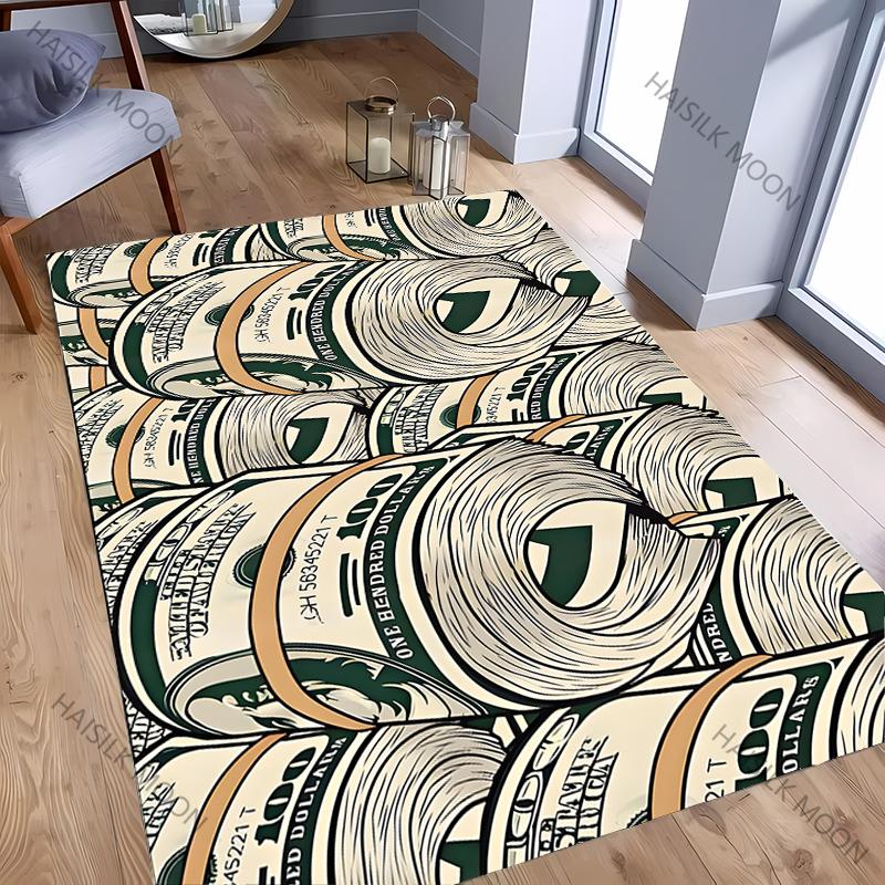 Geld Dollar Thema Teppich Neuerscheinung! Robust für Wohnzimmer Schlafzimmer, Bürobereiche, Langlebige Maschinenwaschbare Matte Weihnachtsgeschenk
