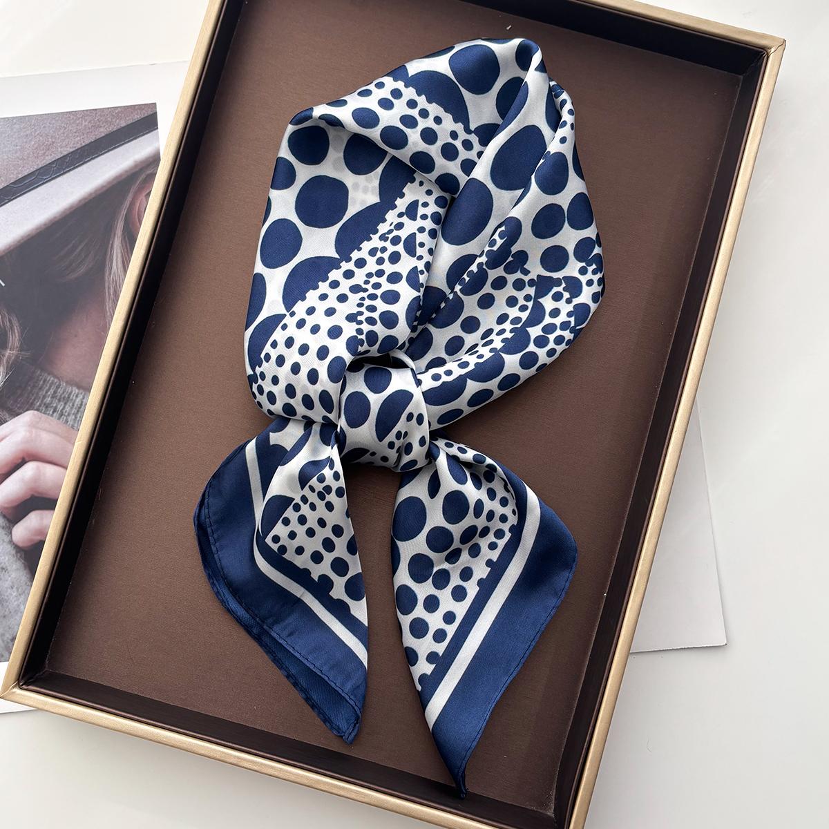 Yto Scarf Women's Design Print Dot Square Scarf Silk Feeling Neckerchief Bandana Neck Hair Shawl Scarves Wrap Head Kerchief Band Ties 70Cm