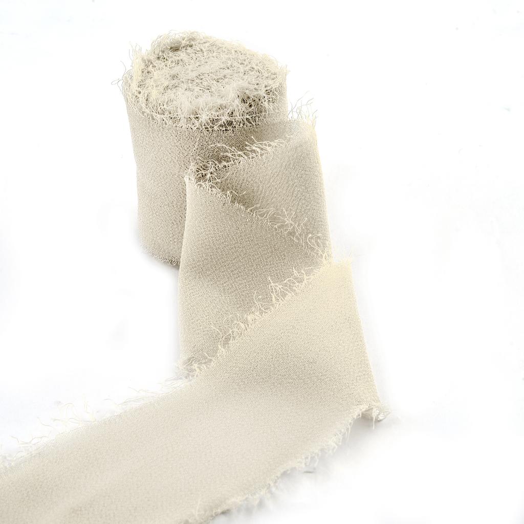 5M*4cm Handgefertigtes Ausgefranstes Satin-Chiffon-Seidenband für Hochzeitseinladungen, Verpackungen, Sträuße, Geburtstagsfeierdekorationen, Geschenke