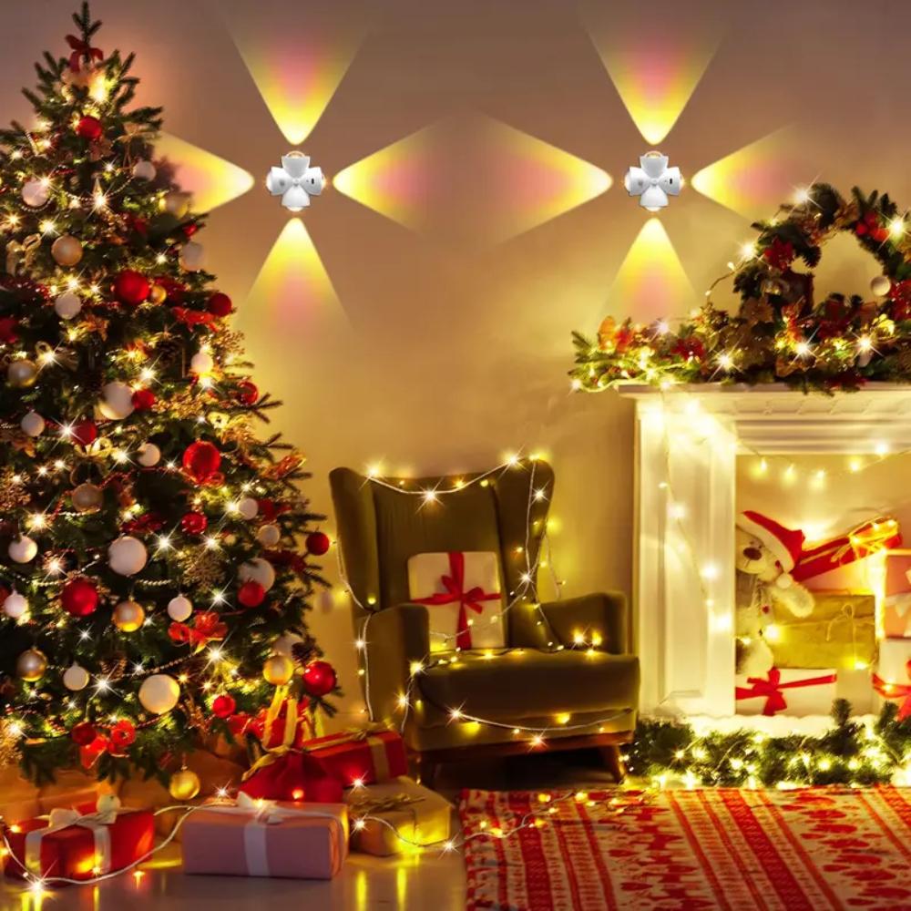 USB Smart Motion Sensor Novelty Lamp 4 Side Lighting 3 Modes Wall-Mounted Atmosphere Lamp for Bedroom Halloween Christmas Decor