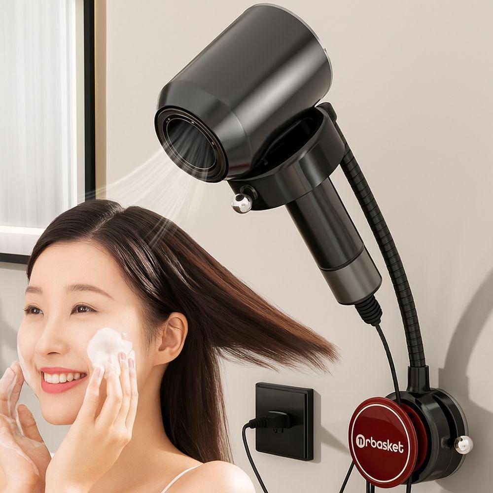 Wall Mount Hairdryer Stand Angle Adjustable Hairdryer Shelf Hair Dryer Organizer  Bathroom Storage