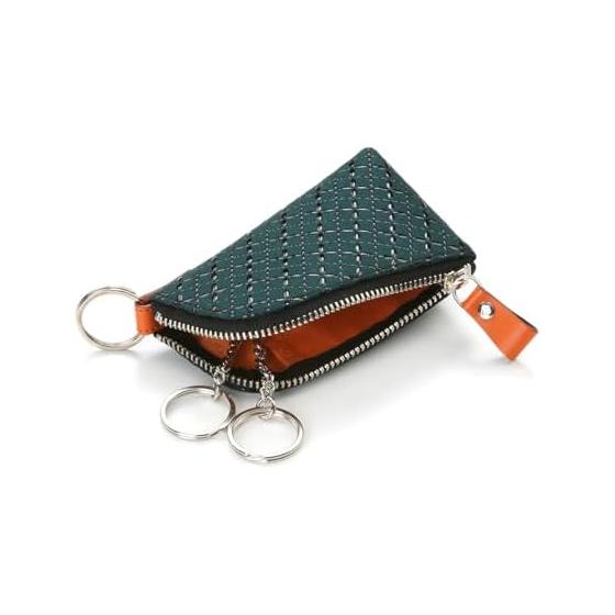 Inden-ya HISOCA Key Case - Green Base, Black Lacquer, Shippo Tsuanagi Pattern
