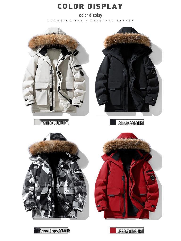 MLB & NY Collaboration Unisex Camouflage White Duck Down Jacket – Windproof, Cold-Proof, Hooded, American Brand.