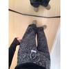 Women's Autumn/Winter Black & Grey Leopard Print High-Waisted Retro Straight/Wide Leg Jeans