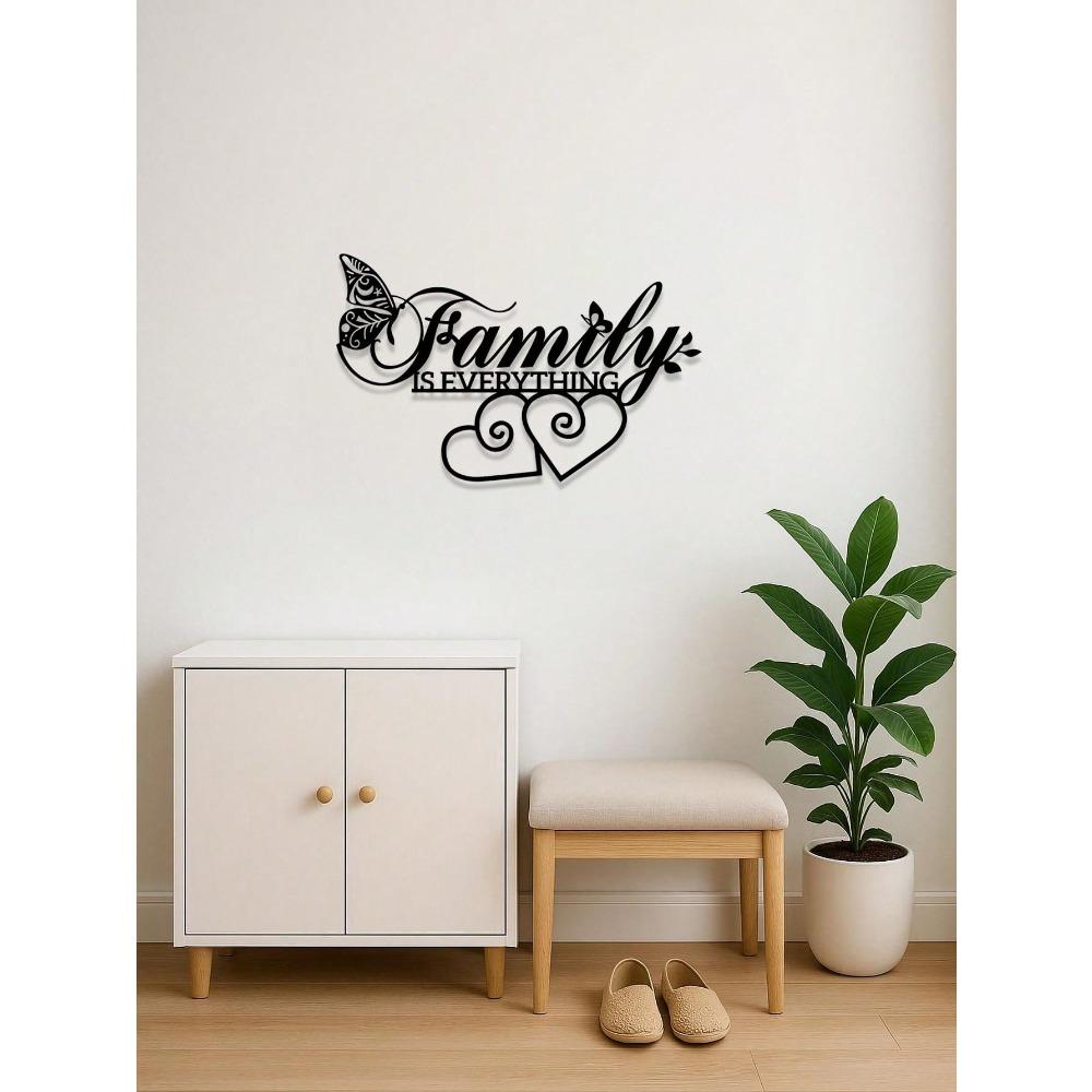 Black Metal Family Wall Art Elegant Home Decor Gift for Living Room