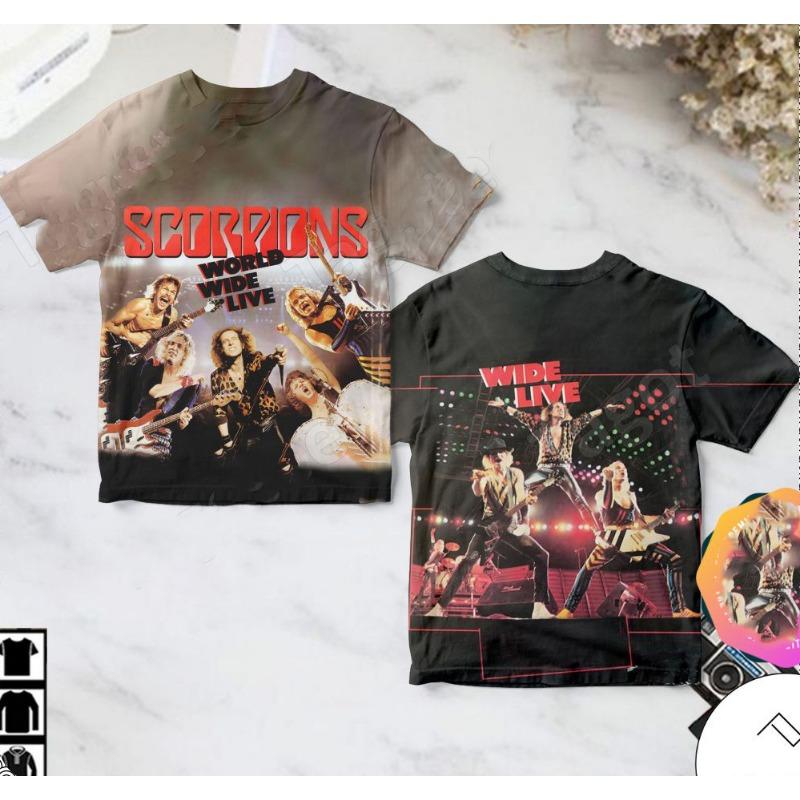 Neues Klassisches Scorpions Rockband 3D Druck T-Shirts Herren Damen Hip Hop Kurzarm T-Shirt Sommer Übergroß Streetwear Oberteile