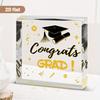 1pc Elegant Acrylic Graduation Plaque - 'Congrats GRAD!' with Golden Tassel & Book Design, Ideal for High School & College Students