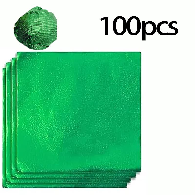 100pcs 10cm Gold Aluminium Foil Wrapper Paper Wedding Chocolate Paper Candy Wrapping Paper Sheets Wedding Party Candy Packaging