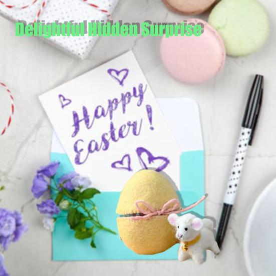 Easter Egg Ornament with Hidden Felt Animal Toy Handmade Lace-up Egg with Animal Inside Desktop Decoration Easter Holiday Party Favors